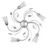 Altra immagine Plafoniera cromata 5 luci vetro doppio braccetti con foglie  43256