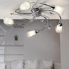 Plafoniera cromata 5 luci vetro doppio braccetti con foglie 43256 LILIANA LUCI MODERNE