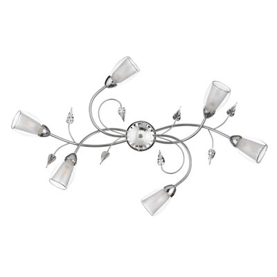 Plafoniera lunga a braccetti cromati con foglie 6 luci ovale 43257 LILIANA LUCI MODERNE