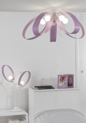 Plafoniera 5 luci petali luminosa viola lilla per camere letto camerette bambina soggiorni 41238