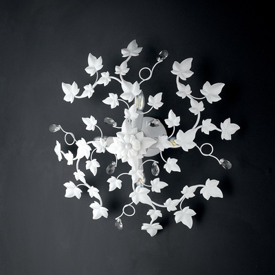 Plafoniera o applique media 60cm 4 luci metallo foglie edera e gocce  41477