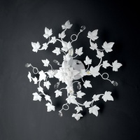Plafoniera o applique media 60cm 4 luci metallo foglie edera e gocce  41477