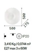 Ulteriore dettaglio di Plafioniera rotonda particolare motivo design concavo vetro bianco 50cm 3xE27