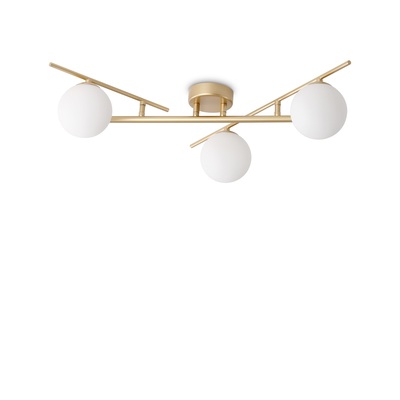 Plafoniera oro 3 luci G9 bacchette e vetri a sfera ingressi e piccole camere ATLAS PL3 ORO IDEAL LUX