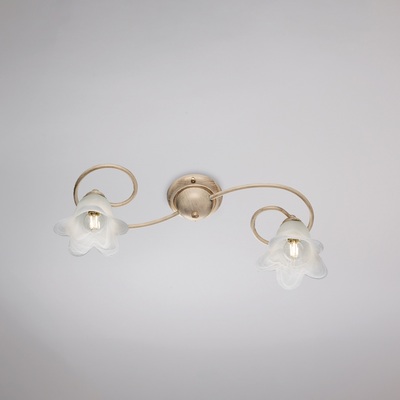 Plafoniera 2 luci floreale in metallo avorio anticato oro - Eleganza discreta ALICE LUCI E COLORI