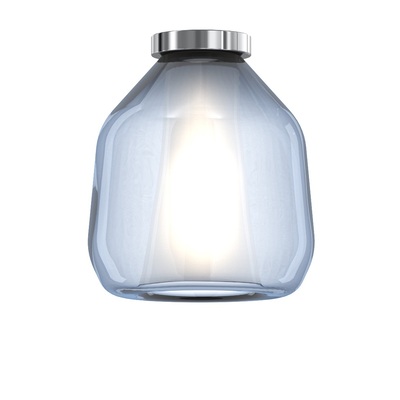 Plafoniera blu piccola in vetro soffiato smussata dimensioni compatte  45711