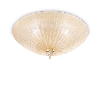 Plafoniera preziosa elegante chiusura pomello oro e goccia 40cm 3xE27 SHELL PL3 AMBRA IDEAL LUX
