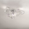 Plafoniera cromo 3 luci braccetti ondulati fiori cristallo 02555/PL3-CF TESSA DUE P