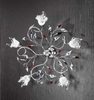 Plafoniera braccetti decoro foglie 5 luci cromata cristalli vetri sfaccettati  41405
