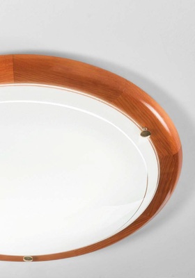 Plafoniera vetro bordo legno 40cm 2xE27 39758 LUCI CLASSICHE