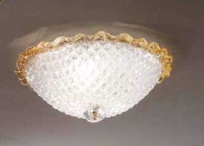 Plafoniera 33 cm in vetro graniglia decoro ambra su bordo ondulato  41413