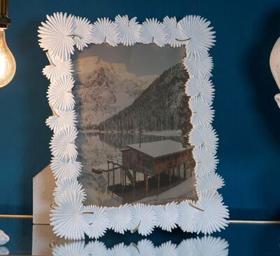 Portafoto grande cornice decoro bianco palme 28,8x33  42416