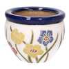 Particolare Fioriere porta vasi ceramica bordo blu decoro fiori set da 3 pezzi