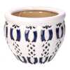 Particolare Portavasi in ceramica piccolo medio e grande bianco con decori blu