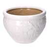 Dettaglio Portavasi decoro foglie in ceramica bianca