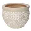 Particolare Fioriere grigia ceramica 3 pezzi decoro bianco