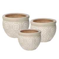 Fioriere grigia ceramica 3 pezzi decoro bianco 40423 COLORI E LUCI