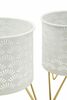 Particolare di Portavasi rialzato bianco in metallo decoro ventaglio  41586