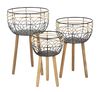 Immagine aggiuntiva di Set di 3 portavasi alti in ferro e rattan con ciotola decorata  41583