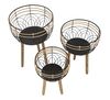 Particolare di Set di 3 portavasi alti in ferro e rattan con ciotola decorata  41583