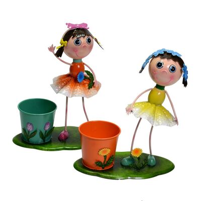 Portavasi colorati metallo bambine set 2 pezzi  37535