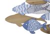 Particolare di Quadro in metallo e legno pesci azzurri 91x33,5  41494