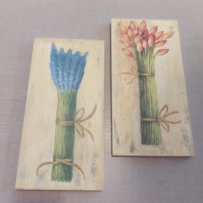 Coppia di quadretti larghi 15cm e alti 30,5cm con mazzo di lavanda e fiori 39740 COLORI E LUCI