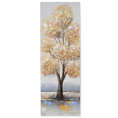 Quadretto albero toni oro avorio azzurri rilievo modello B 30x90  42613