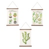 Tre targhette - quadretti in stoffa con cactus 33x46  39351