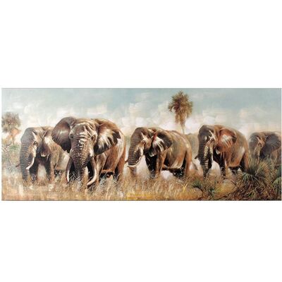 Quadro con branco di elefanti nella savana 135x55cm  39262