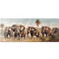 Quadro con branco di elefanti nella savana 135x55cm  39262