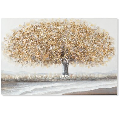 Quadro materico albero autunnale con tronchetti sparsi 90x60  42600