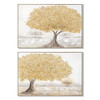 Quadro materico alberi autunnali dorati su tela con cornice sottile 122×82 cm  45647