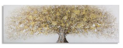 Quadro albero grande orizzontale lungo con sprazzi dorati 180x60  40961