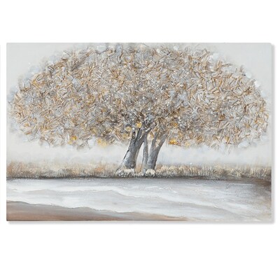 Quadro lungo orizzontale albero toni grigi 90x60  42601