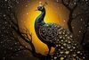Immagine aggiuntiva di Quadro nero e oro elegante pavone notturno con dettagli applicati 70x100  439