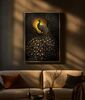 Quadro nero e oro elegante pavone notturno con dettagli applicati 70x100  43990 - foto 5