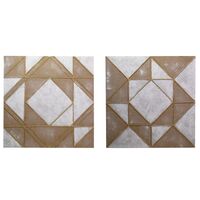 Coppia di quadri con triangoli tortora oro 75x75cm  38362