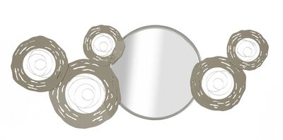 Decorazione specchio cerchi particolari toni tortora quadro in metallo106X48 42554 COLORI E LUCI