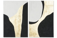 Coppia quadri coordinati astratti nero e oro 60x90 90x60 superficie materica  45755