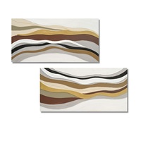 Coppia quadri orizzontali orizzonti astratti vibes marroni 120x60  45731