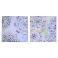 Coppia di quadri 60x60cm con dipinto di mandala azzurri e multicolor  39171