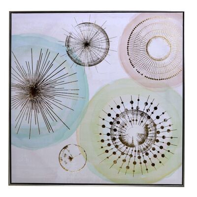 Quadro moderno astratto colori pastello verde rosa azzurro 82x82  39405