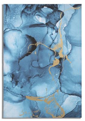 Quadro astratto blu groviglio riflessi oro 80x120  40488
