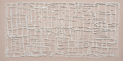 Quadro astratto orizzontale o verticale intreccio di forme bianche su fondo grigio 120x60 60x120  43