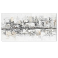 Quadro moderno paesaggio urbano 120x60 citt&agrave; astratta bianco e grigio  45772