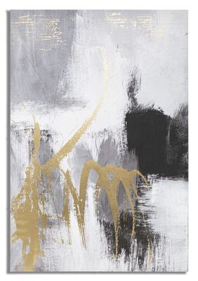 Quadro moderno ghirigoro oro su toni neri oro 80x120  40400