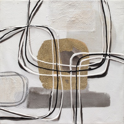 Quadro astratto moderno decoro geometrie toni grigio oro 60x60 41373 COLORI E LUCI