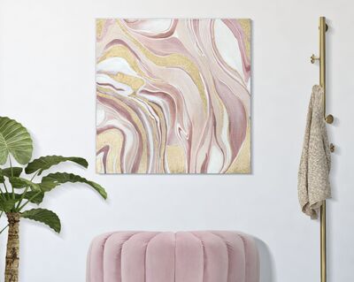Quadro con linee ondulate rosa di forma quadrata moderno 80cm  40340