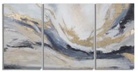 Quadro trittico moderno sfumature astratte grigio blu oro 45x80 e 60x80  40802